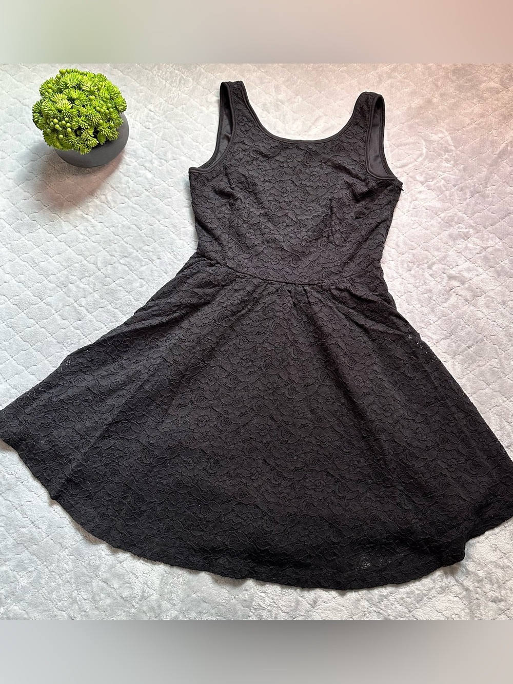 Classic Black Lace Fit-and-Flare Dress